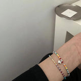 Silver Beads Bracelet Female Sweet Cloud Heart Pendant