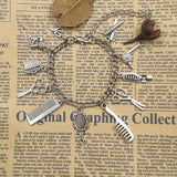 Vintage Barbershop Hair Dryer Scissors Comb Chain Bracelet CW027-030