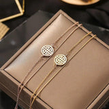 Gold&Rose Stainless Steel Luck Sign Charms Bracelet Bangle for Women