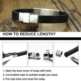 10mm Geometric Stainless Steel Leather Bracelet Men