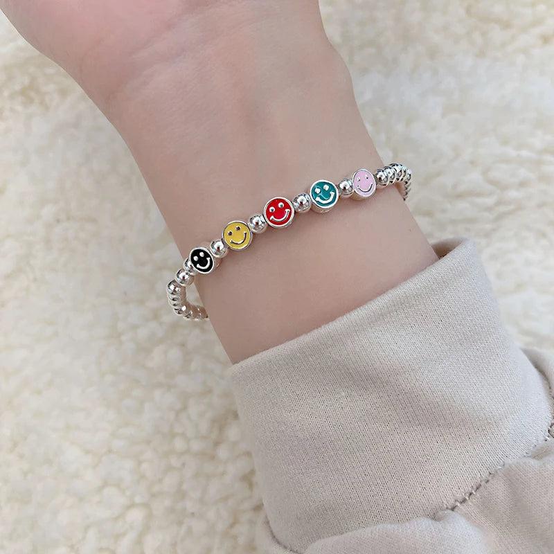 Rainbow Smiley Elasticity Bracelet for Women Couples