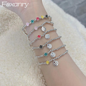 Rainbow Smiley Elasticity Bracelet for Women Couples