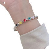 Rainbow Smiley Elasticity Bracelet for Women Couples