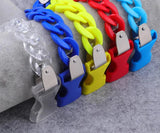 FishSheep2021 Colorful Acrylic Link Chain Buckle Bracelet Punk Chunky Bangle