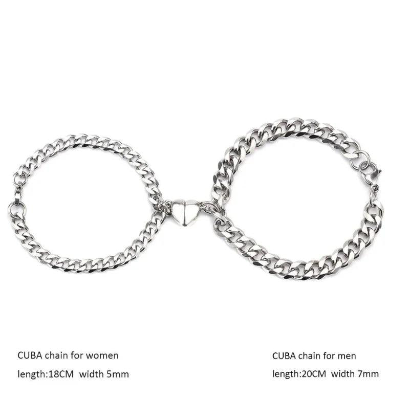 Heart Magnet Attraction Bracelet Set for Couples