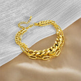 LAMENGLY 2-Layer Roman Numeral Dial Zircon Bracelet for Women