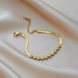 Vintage Green Crystal Bracelet for Women, Stainless Steel Chain Jewelry