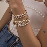 Crystal Tennis Chains Bracelet for Women Girls Kpop Charm Rhinestone Couple Brac