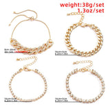 Crystal Tennis Chains Bracelet for Women Girls Kpop Charm Rhinestone Couple Brac