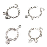 ANENJER Retro Distressed Heart Square Pendant Bracelet for Women