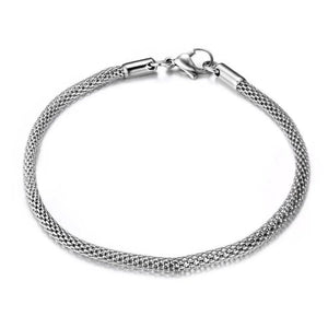 3mm Stainless Steel Round Mesh Link Chain Bracelet Plated Tone B17105