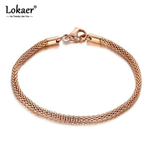 3mm Stainless Steel Round Mesh Link Chain Bracelet Plated Tone B17105