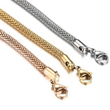 3mm Stainless Steel Round Mesh Link Chain Bracelet Plated Tone B17105