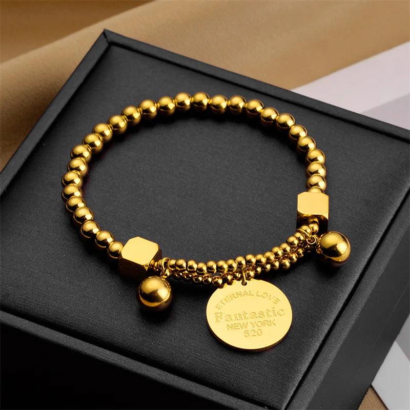 Vintage Titanium Steel Letter Bracelet for Women