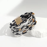 Leopard Leather Bracelets for Women Multilayer Wide Wrap Bracelet