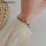 Foxanry Minimalist Silver Couples Bracelet for Women