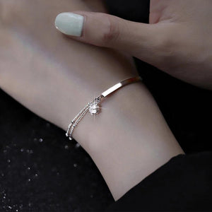 Pentagram Double-Layer Chain Zircon Bracelet For Women Jewelry