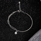 Pentagram Double-Layer Chain Zircon Bracelet For Women Jewelry