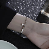 Pentagram Double-Layer Chain Zircon Bracelet For Women Jewelry
