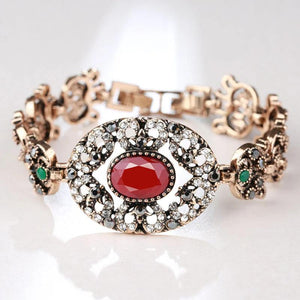 Kinel Vintage Cuff Bracelet Antique Gray Stone Flower Bangle