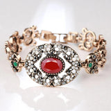 Kinel Vintage Cuff Bracelet Antique Gray Stone Flower Bangle