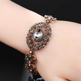 Kinel Vintage Cuff Bracelet Antique Gray Stone Flower Bangle