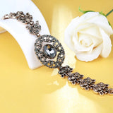 Kinel Vintage Cuff Bracelet Antique Gray Stone Flower Bangle