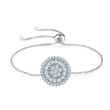 Adjustable Size Silver Round Royal Crystal CZ Charm Bracelet for Women