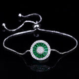 Adjustable Size Silver Round Royal Crystal CZ Charm Bracelet for Women