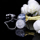 Adjustable Size Silver Round Royal Crystal CZ Charm Bracelet for Women