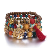 Bohemia Multi-layer Tree Of Life Wood Beads Bracelet Women