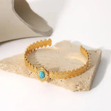 Stainless Steel Turquoise Crown Bracelet for Women