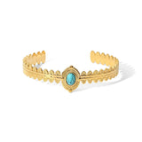 Stainless Steel Turquoise Crown Bracelet for Women