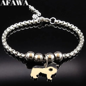 Border Collie Dog Stainless Steel Charm Bracelet for Women