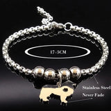 Border Collie Dog Stainless Steel Charm Bracelet for Women