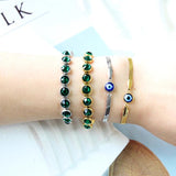 Green Stone Charm Bracelet Flat Snake Chain Temperament Wedding Jewelry