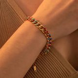 Stainless Steel Snake Chain Bracelet with Crystal Tennis Bracelets