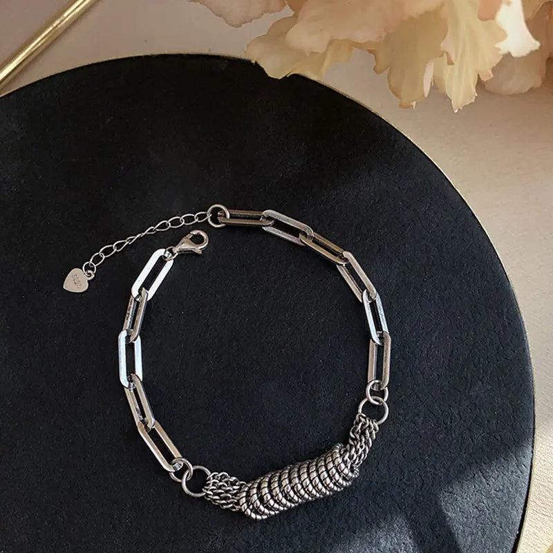 XIYANIKE Silver Love Heart Circle Hollow Stitching Bracelet Female