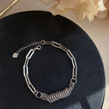 XIYANIKE Silver Love Heart Circle Hollow Stitching Bracelet Female