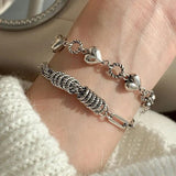 XIYANIKE Silver Love Heart Circle Hollow Stitching Bracelet Female