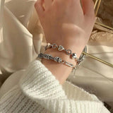 XIYANIKE Silver Love Heart Circle Hollow Stitching Bracelet Female