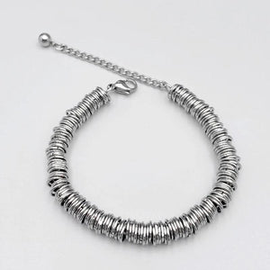 Stainless Steel Bracelet for Women Silver Box Chain Bangle Jewelry 18+5cm