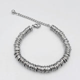 Stainless Steel Bracelet for Women Silver Box Chain Bangle Jewelry 18+5cm
