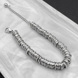 Stainless Steel Bracelet for Women Silver Box Chain Bangle Jewelry 18+5cm