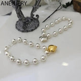 Silver Beads Chain Bracelet Heart Shape Women's Jewelry