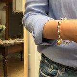 Silver Beads Chain Bracelet Heart Shape Women's Jewelry