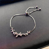 Zircon Bowknot Bracelet for Women Sweet Adjustable Pull Chain Bracelet