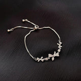 Zircon Bowknot Bracelet for Women Sweet Adjustable Pull Chain Bracelet