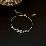 Zircon Bowknot Bracelet for Women Sweet Adjustable Pull Chain Bracelet