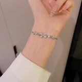 Zircon Bowknot Bracelet for Women Sweet Adjustable Pull Chain Bracelet